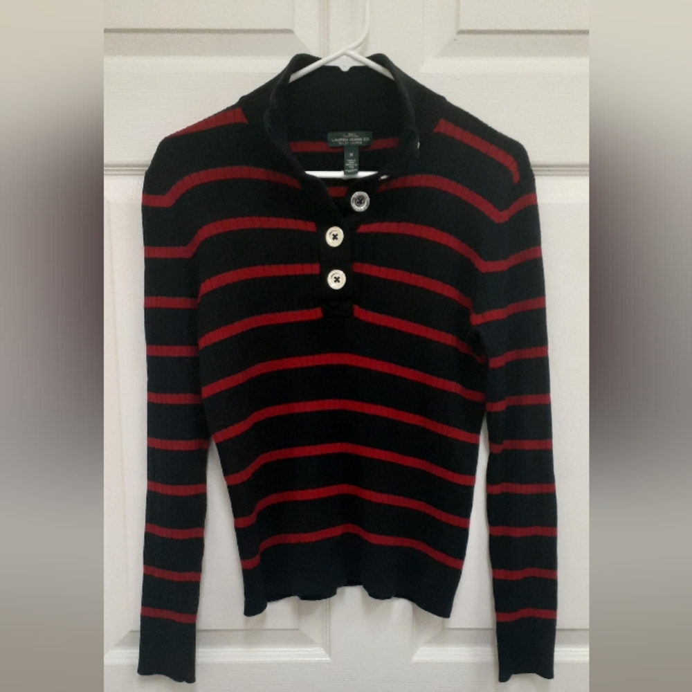 Ralph Lauren Black and Red Striped Sweater